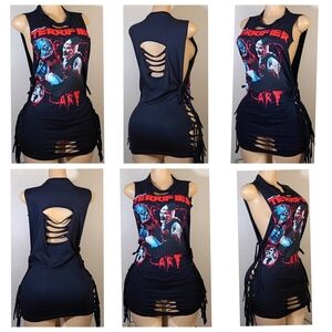 Black Custom Terrifier Fringe Tank Top